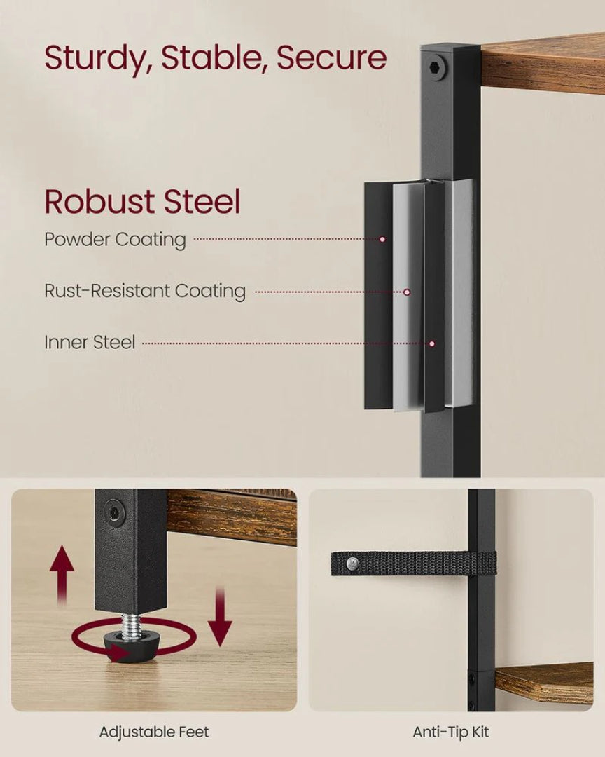 5 Tier Corner Shelving Unit With Cabinet Storage Shelf – product view 10 | Ridgefield Furniture