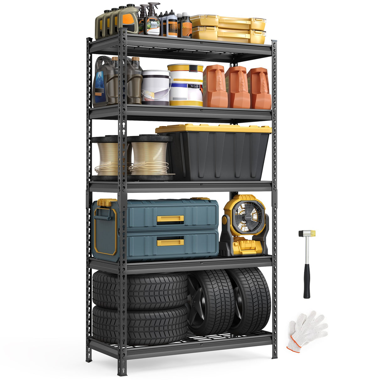 5 Tier Heavy Duty Garage Shelving, 2200 lb Capacity Boltless Rack - product photo 02