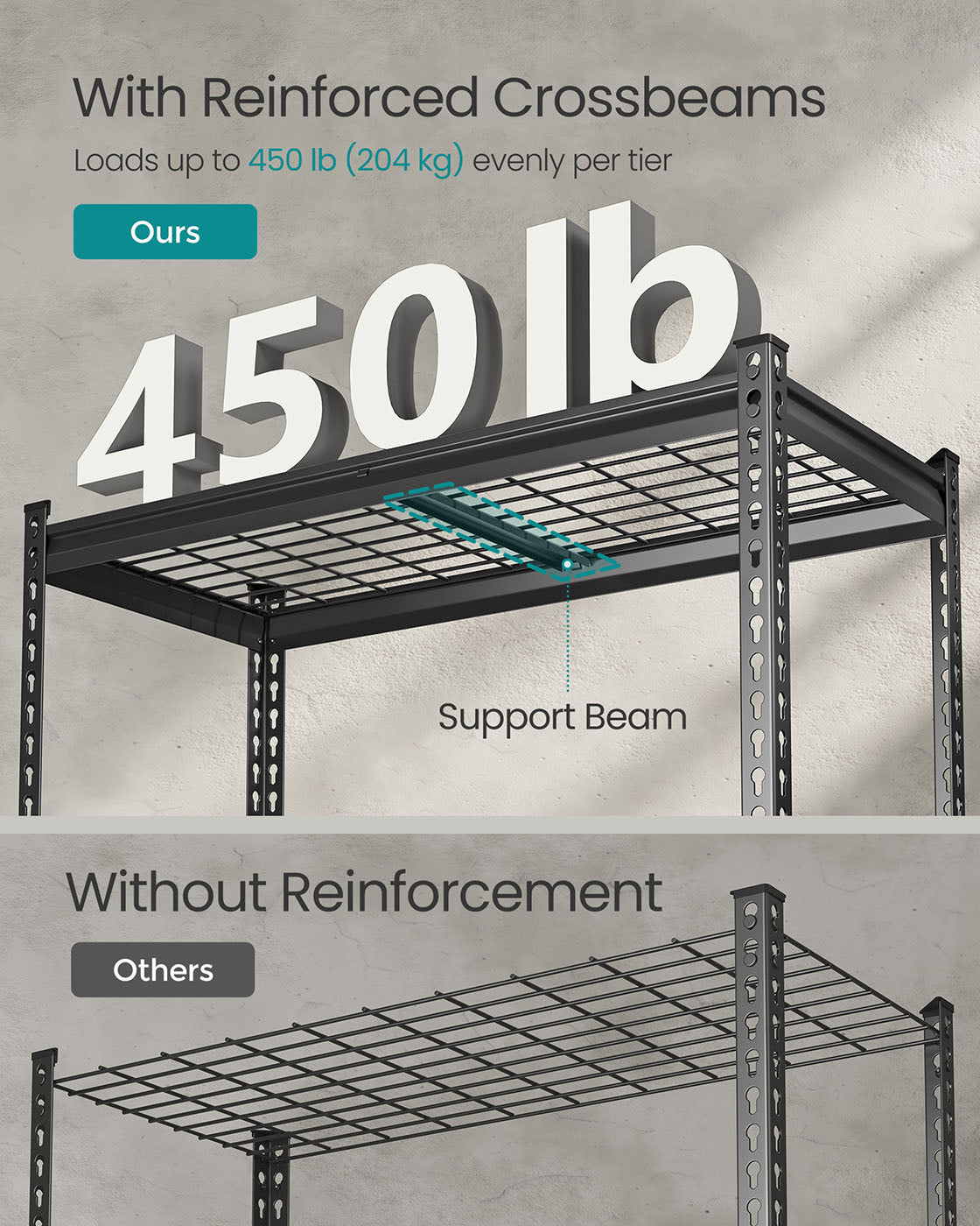 5 Tier Heavy Duty Garage Shelving, 2200 lb Capacity Boltless Rack - product photo 05