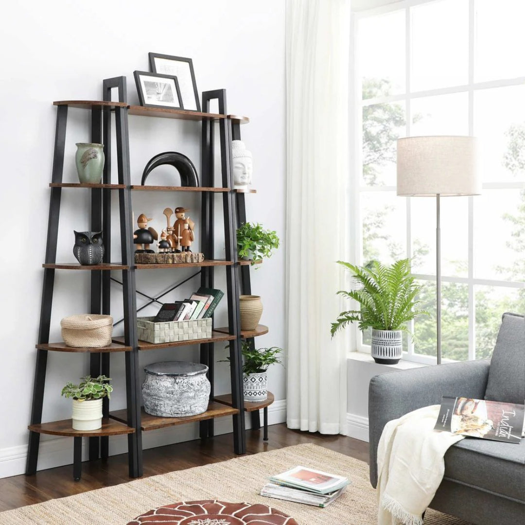 5 Tier Ladder Shelf With Steel Frame Storage Rack – product view 3 | Ridgefield Furniture