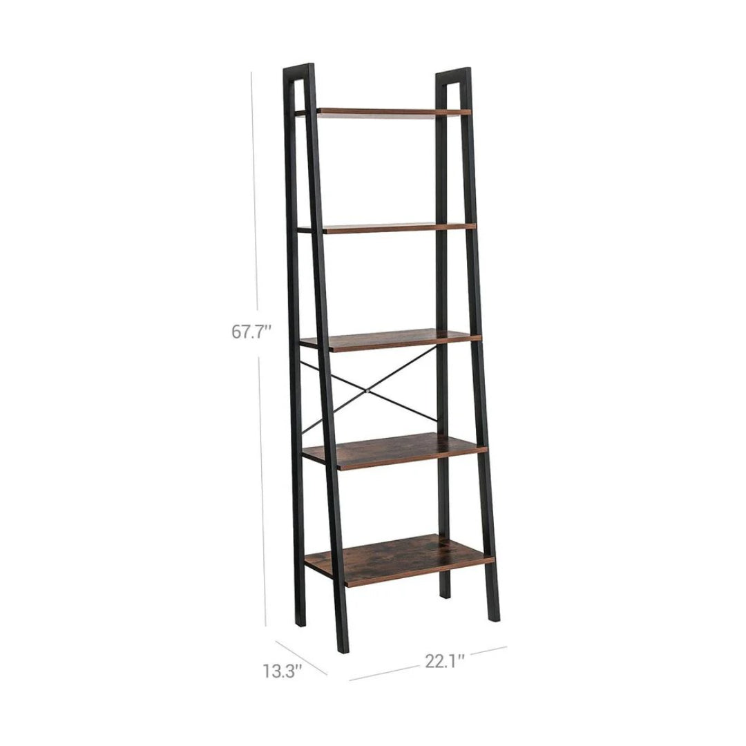 5 Tier Ladder Shelf With Steel Frame Storage Rack – product view 7 | Ridgefield Furniture