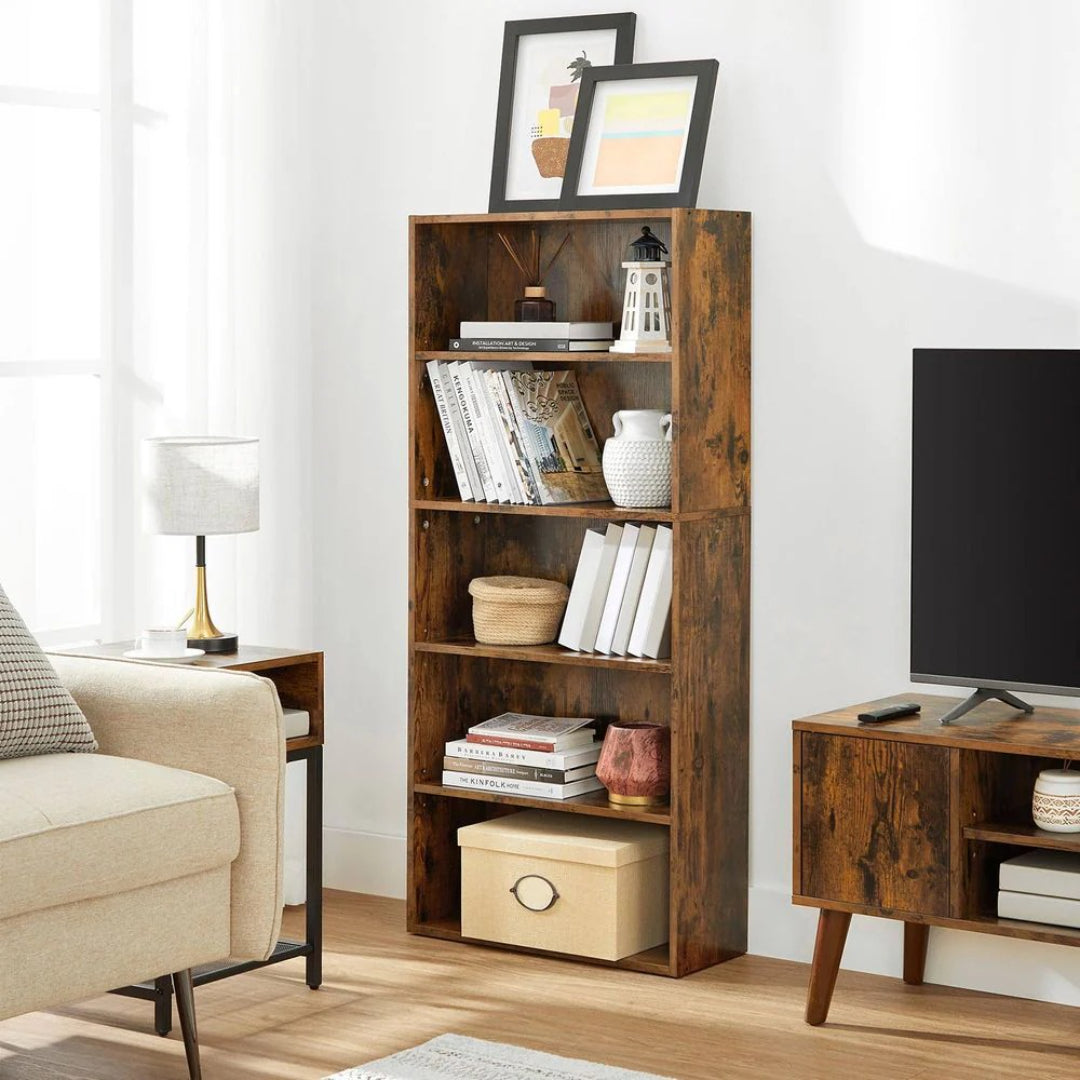 5 Tier Open Bookcase With Adjustable Storage Shelves – product view 2 | Ridgefield Furniture