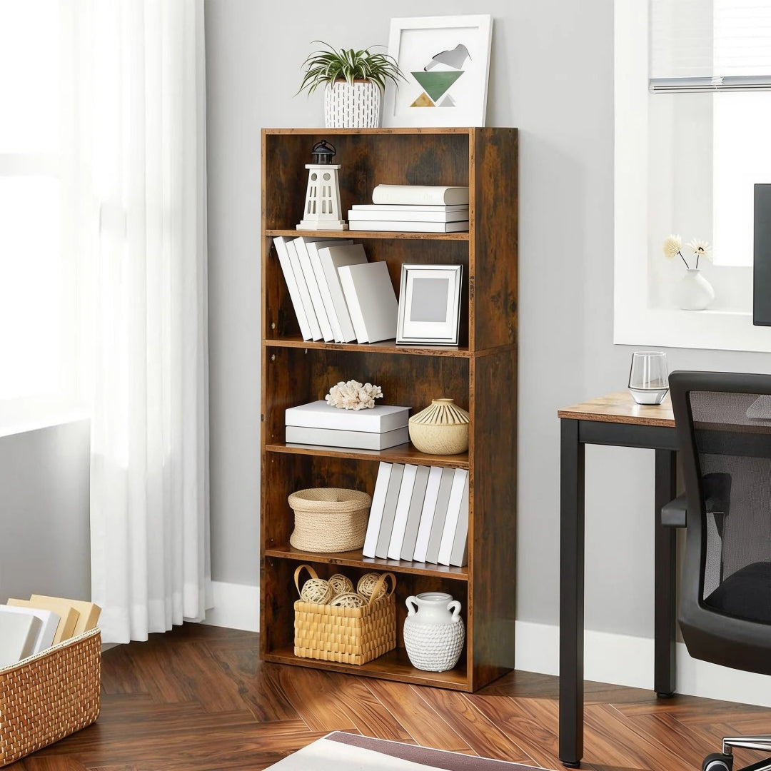 5 Tier Open Bookcase With Adjustable Storage Shelves – product view 3 | Ridgefield Furniture
