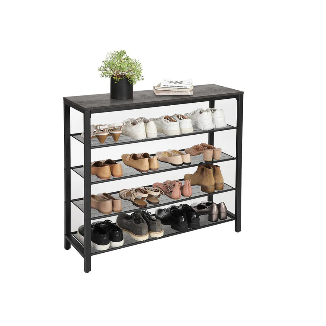 5 Tier Shoe Rack With Mesh Shelves & Storage Top Organizer – product view 2 | Ridgefield Furniture