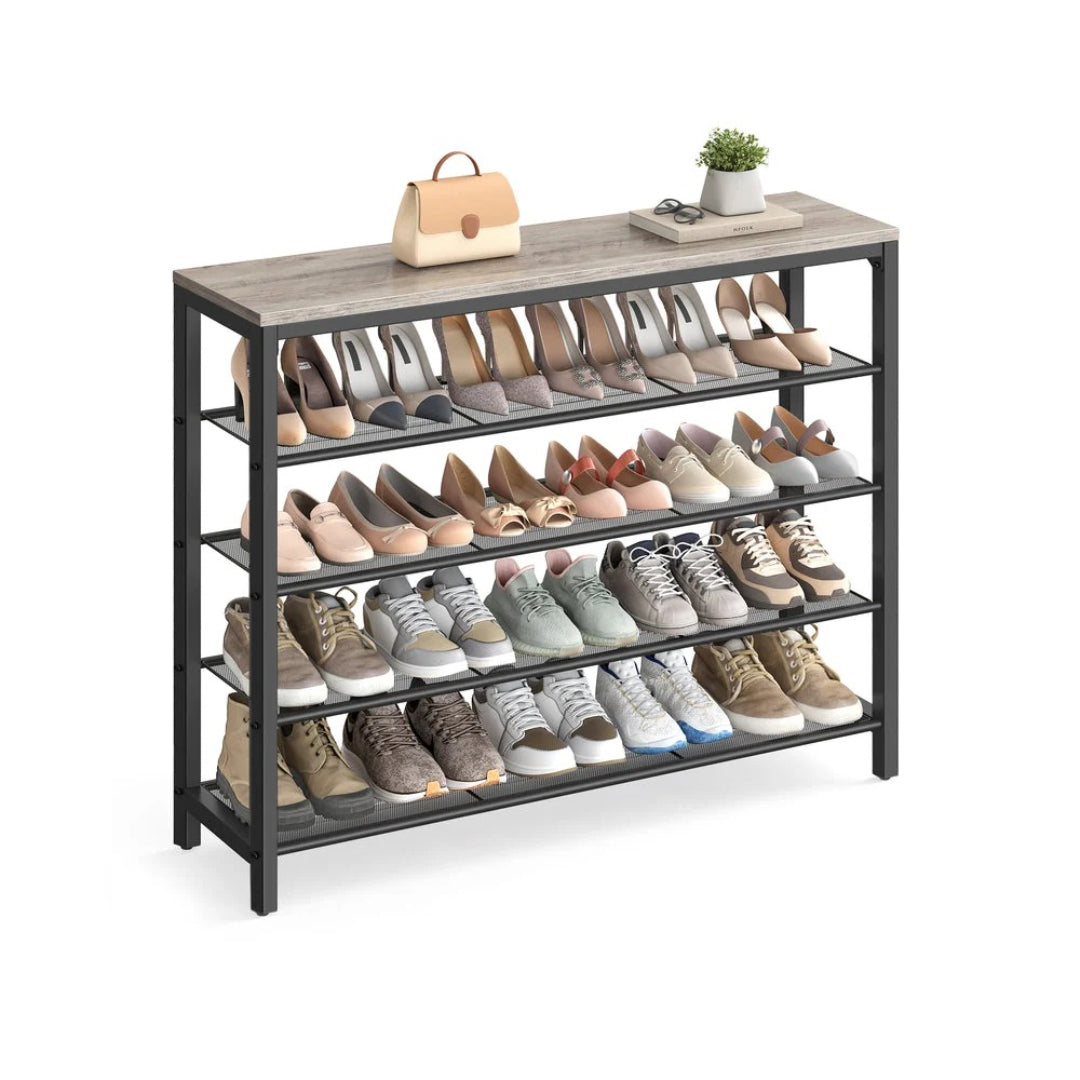 5 Tier Shoe Rack With Mesh Shelves & Storage Top Organizer – product view 3 | Ridgefield Furniture