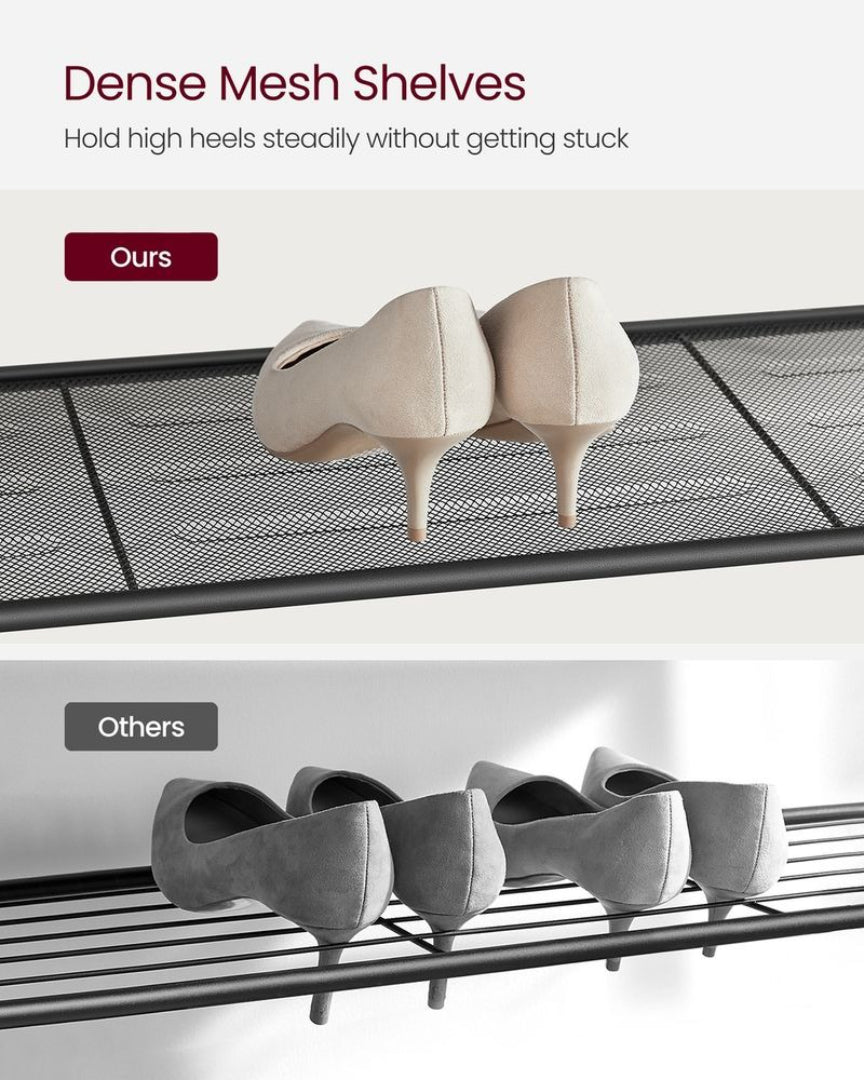 5 Tier Shoe Rack With Mesh Shelves & Storage Top Organizer – product view 6 | Ridgefield Furniture