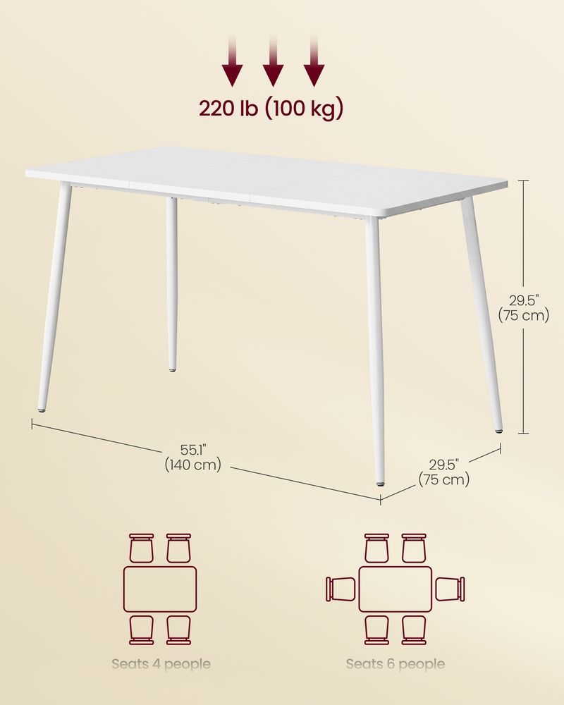 55.1" Dining Table For 4-6 People, Modern Kitchen Table - product photo 03