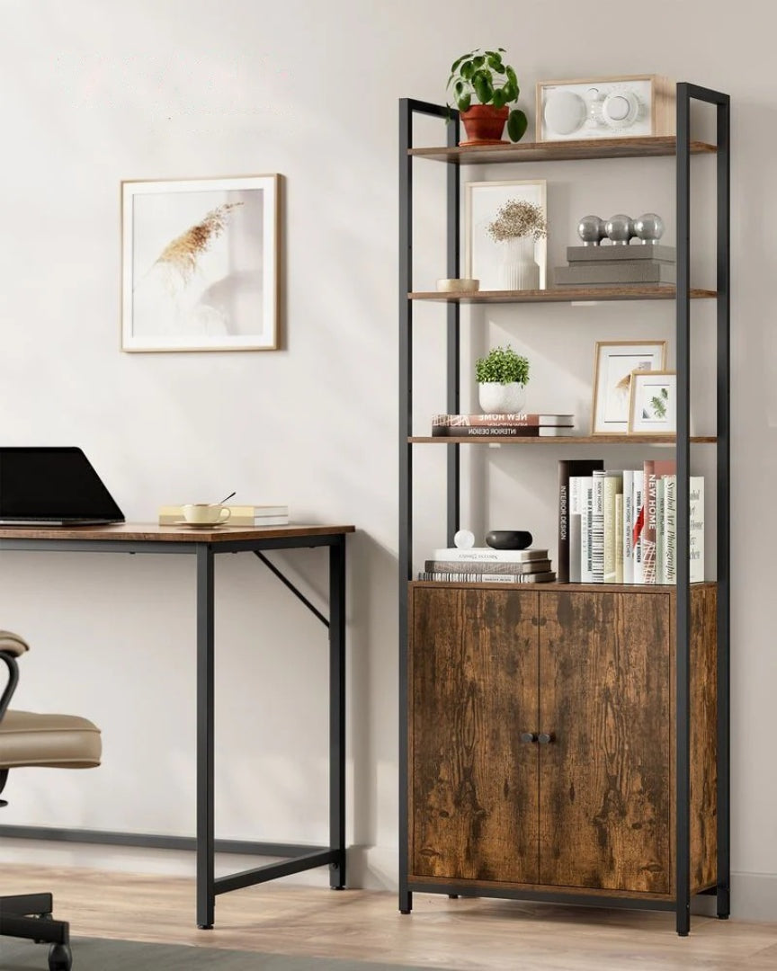 6 Tier Bookcase With Door And Adjustable Storage Shelves – product view 3 | Ridgefield Furniture