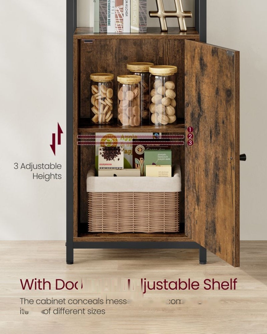 6 Tier Bookcase With Door And Adjustable Storage Shelves – product view 11 | Ridgefield Furniture