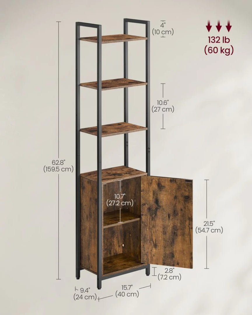 6 Tier Bookcase With Door And Adjustable Storage Shelves – product view 13 | Ridgefield Furniture