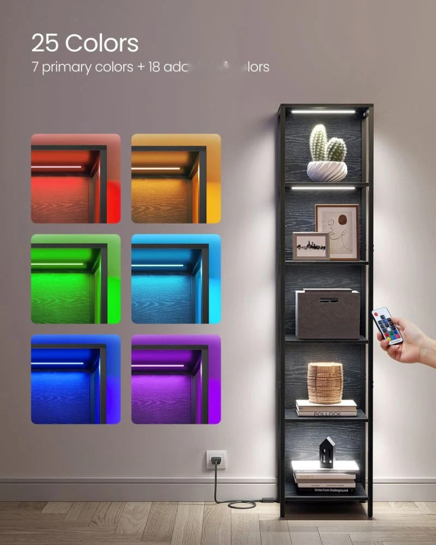 6 Tier LED Bookshelf With Dimmable Lights Display Shelf – product view 3 | Ridgefield Furniture