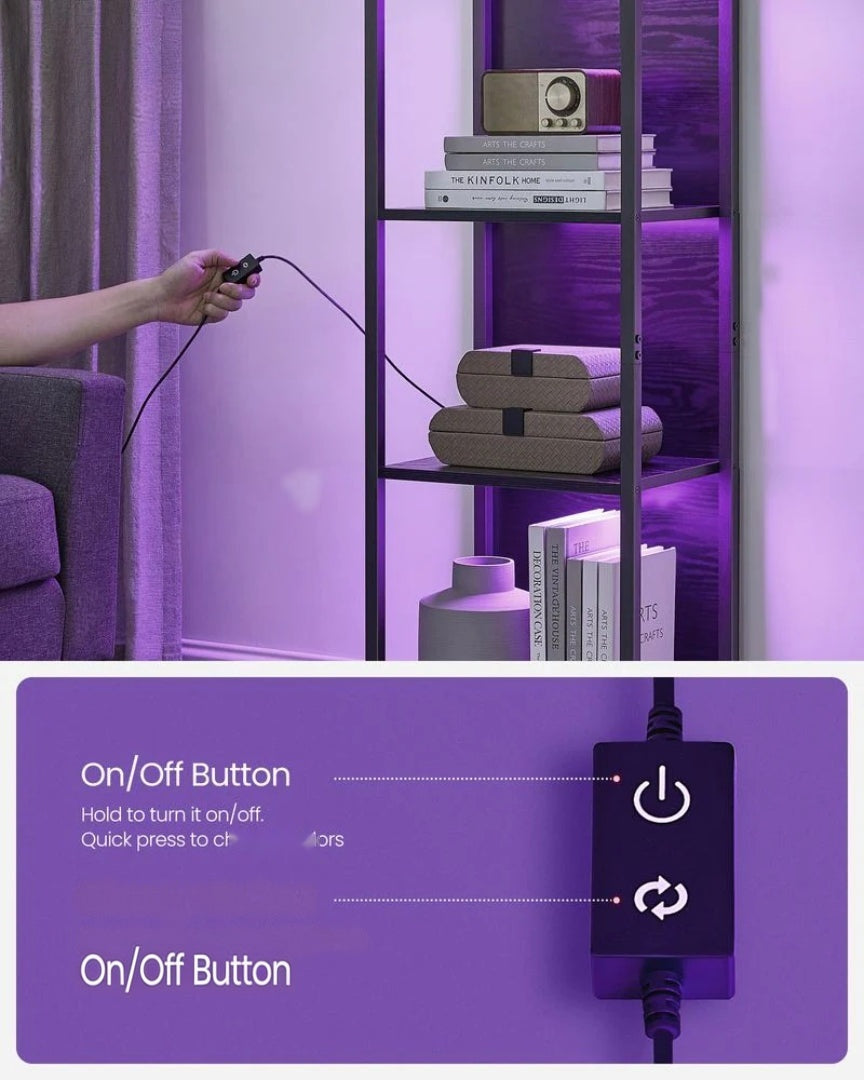 6 Tier LED Bookshelf With Dimmable Lights Display Shelf – product view 5 | Ridgefield Furniture