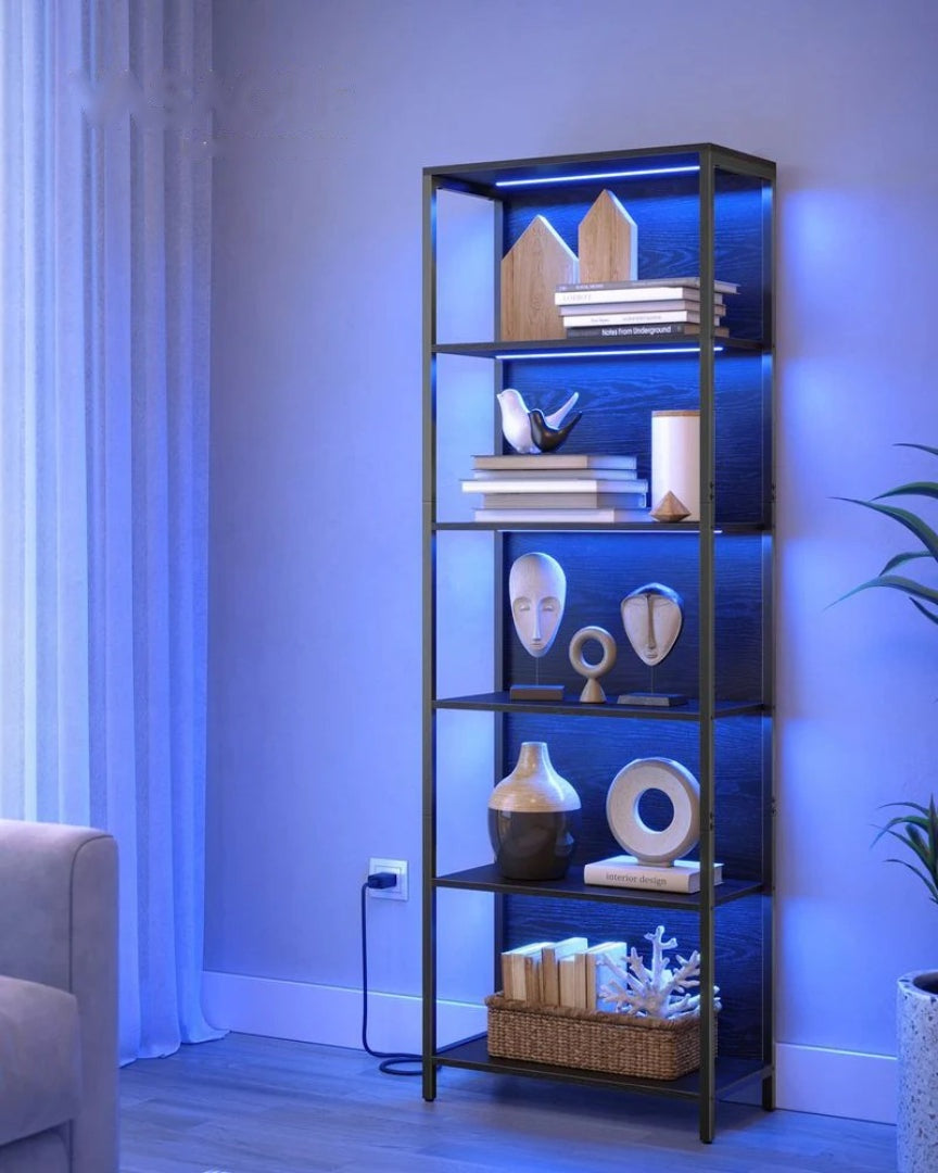 6 Tier LED Bookshelf With Dimmable Lights Display Shelf – product view 9 | Ridgefield Furniture