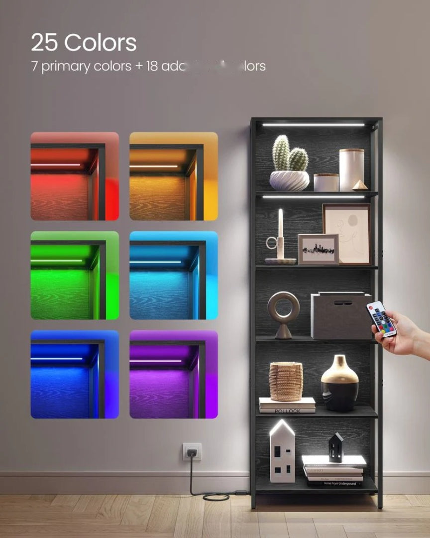 6 Tier LED Bookshelf With Dimmable Lights Display Shelf – product view 10 | Ridgefield Furniture