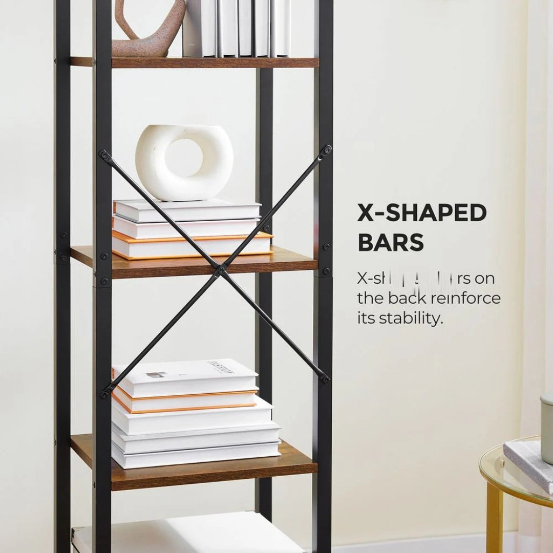 6 Tier Narrow Bookcase With Steel Frame Storage Shelf – product view 9 | Ridgefield Furniture