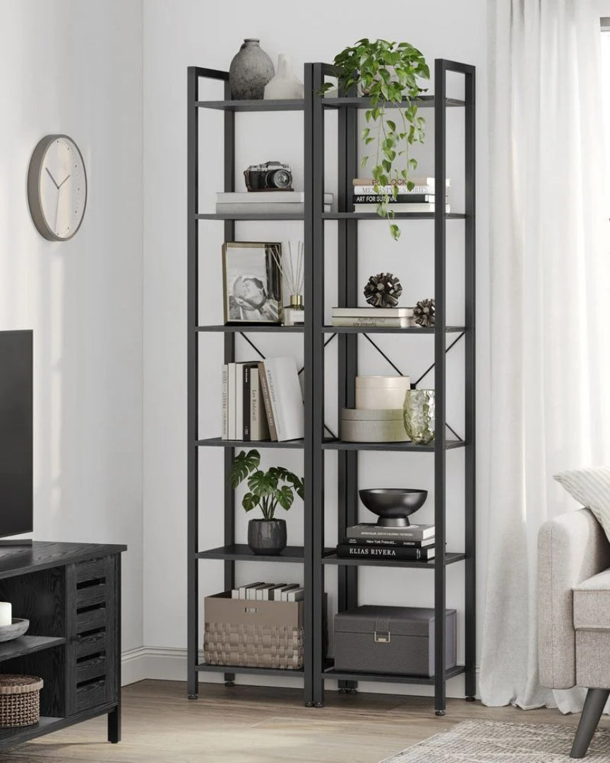 6 Tier Narrow Bookcase With Steel Frame Storage Shelf – product view 22 | Ridgefield Furniture