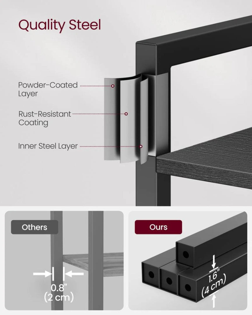 6 Tier Narrow Bookcase With Steel Frame Storage Shelf – product view 27 | Ridgefield Furniture