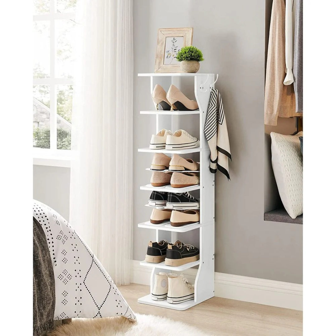 7 Tier Slim Shoe Rack With Hooks – product view 14 | Ridgefield Furniture
