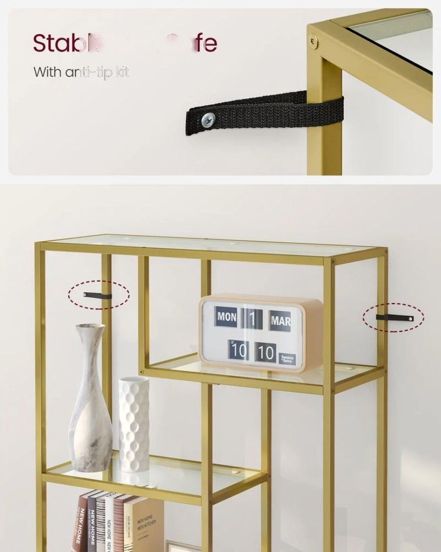 6 Tier Tall Bookshelf With Tempered Glass Shelves – product view 4 | Ridgefield Furniture