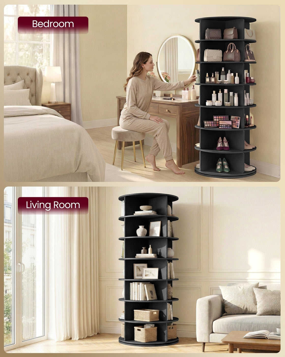 7 Tier Rotating Shoe Rack Tower, 360 Degree Free Standing Organizer - product photo 19