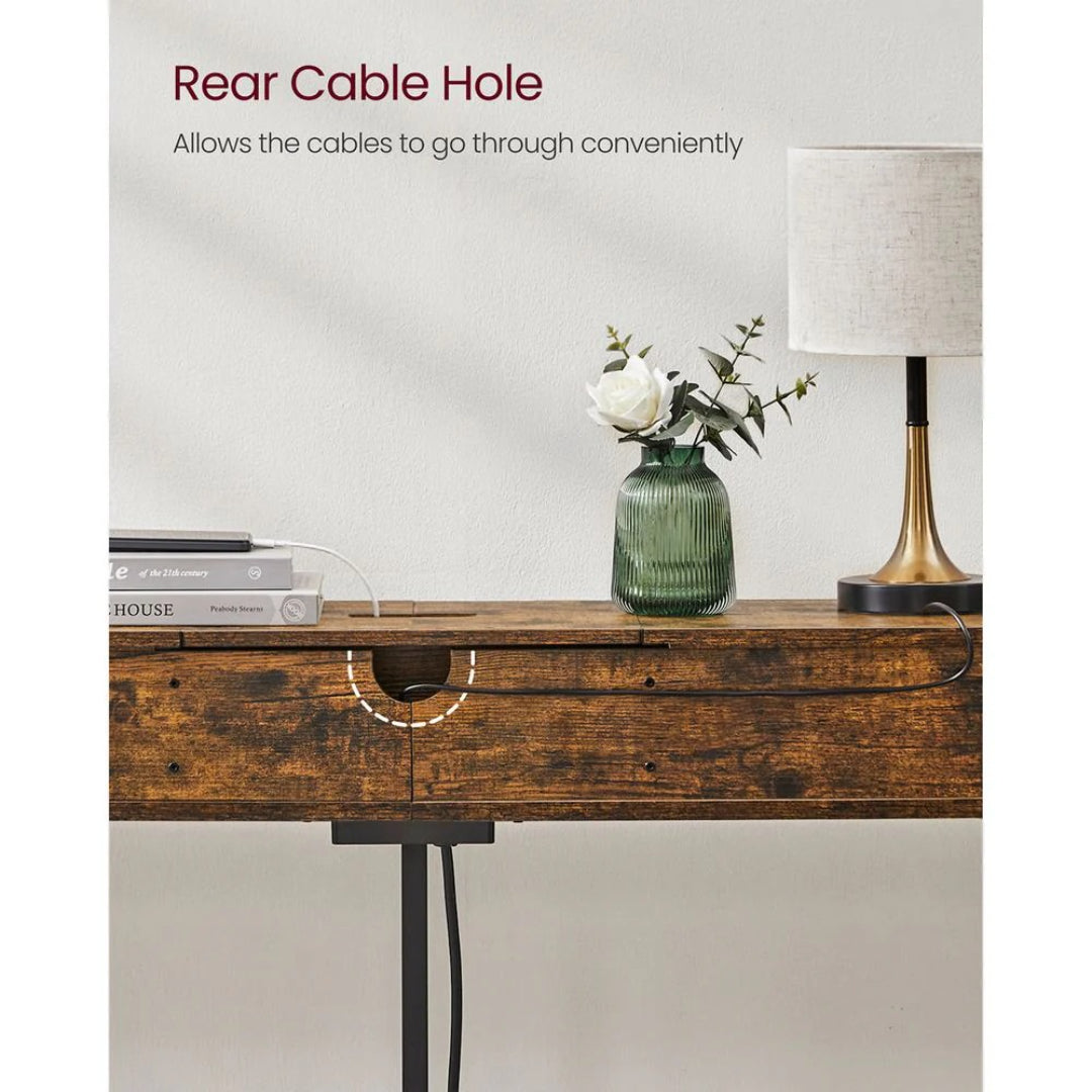 70-Inch Console Table with Charging Station and Storage Shelves – product view 9 | Ridgefield Furniture