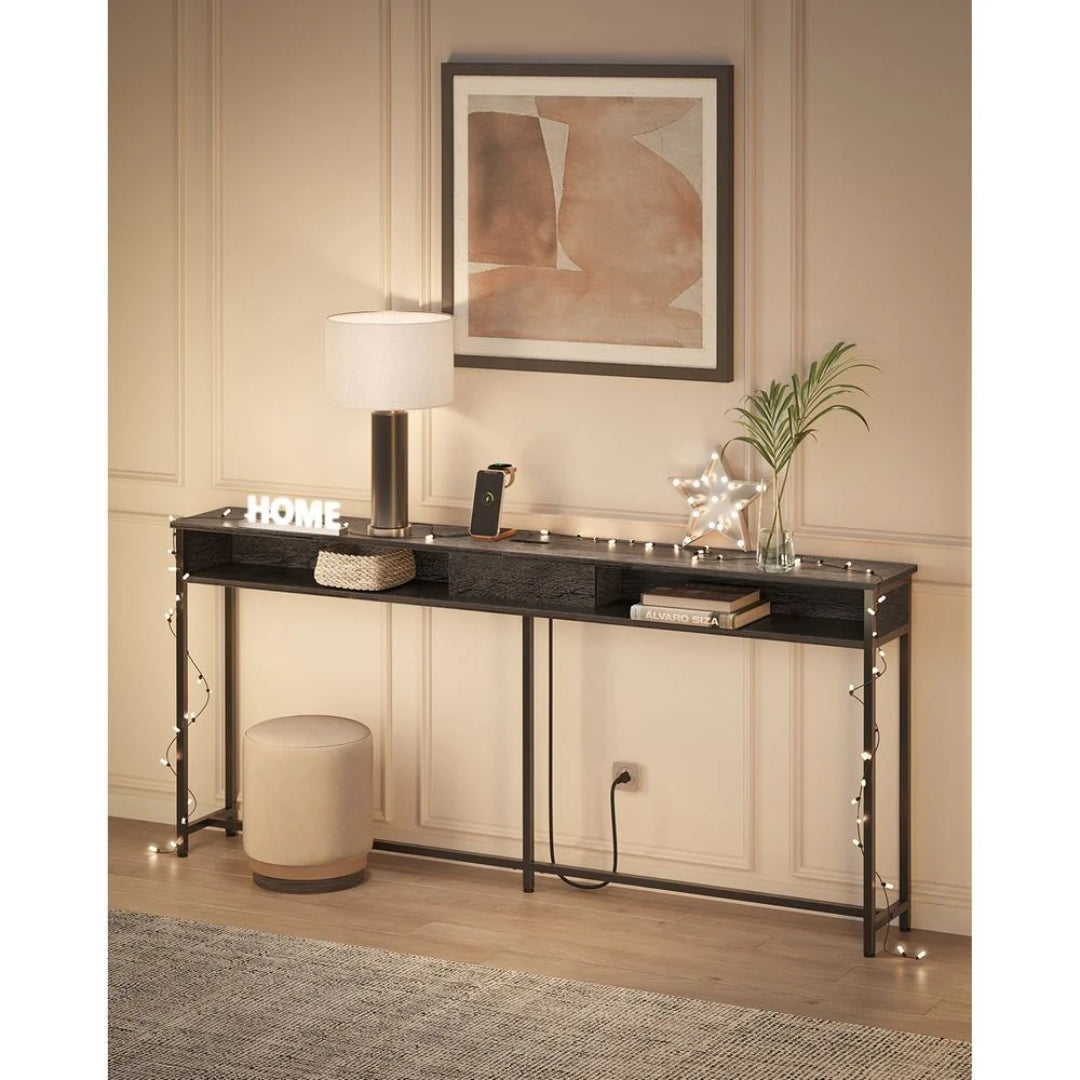 70-Inch Console Table with Charging Station and Storage Shelves – product view 13 | Ridgefield Furniture