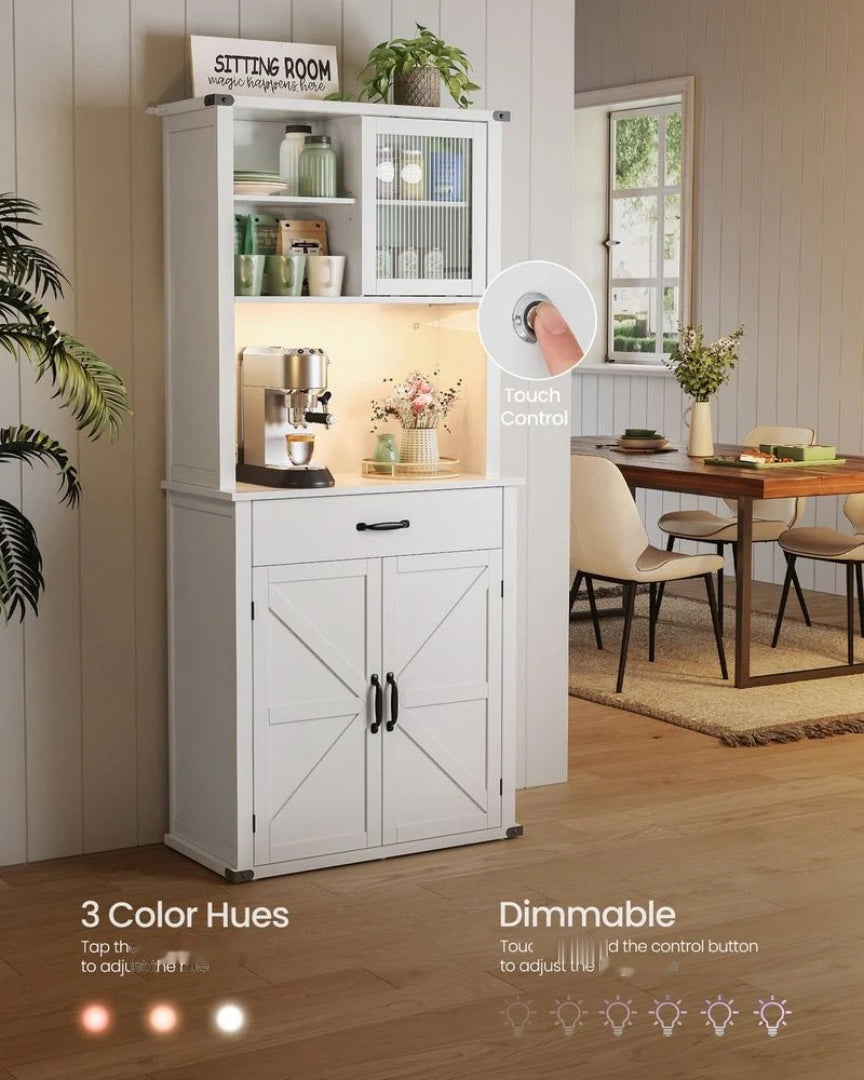71-Inch Pantry Cabinet with Lights and Charging Station – product view 4 | Ridgefield Furniture