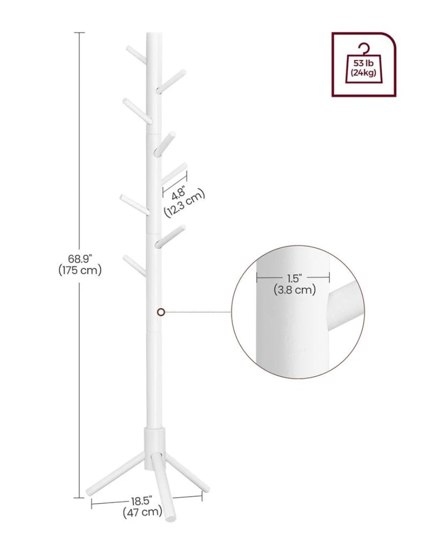 Solid Wood Coat Rack With 8 Hooks – product view 14 | Ridgefield Furniture