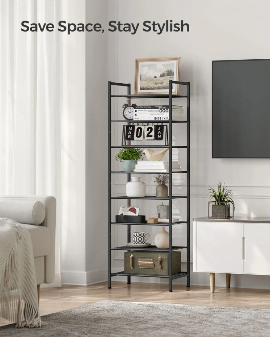 8 Tier Narrow Shoe Rack With Metal Shelves – product view 10 | Ridgefield Furniture