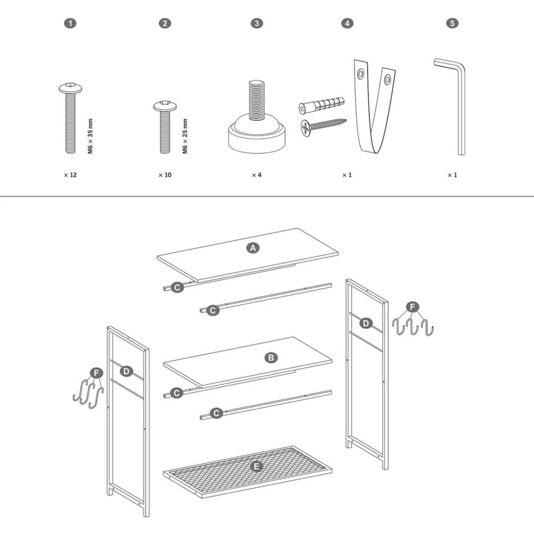 Baker’s Rack with 3 Shelves and Hooks – product view 2 | Ridgefield Furniture