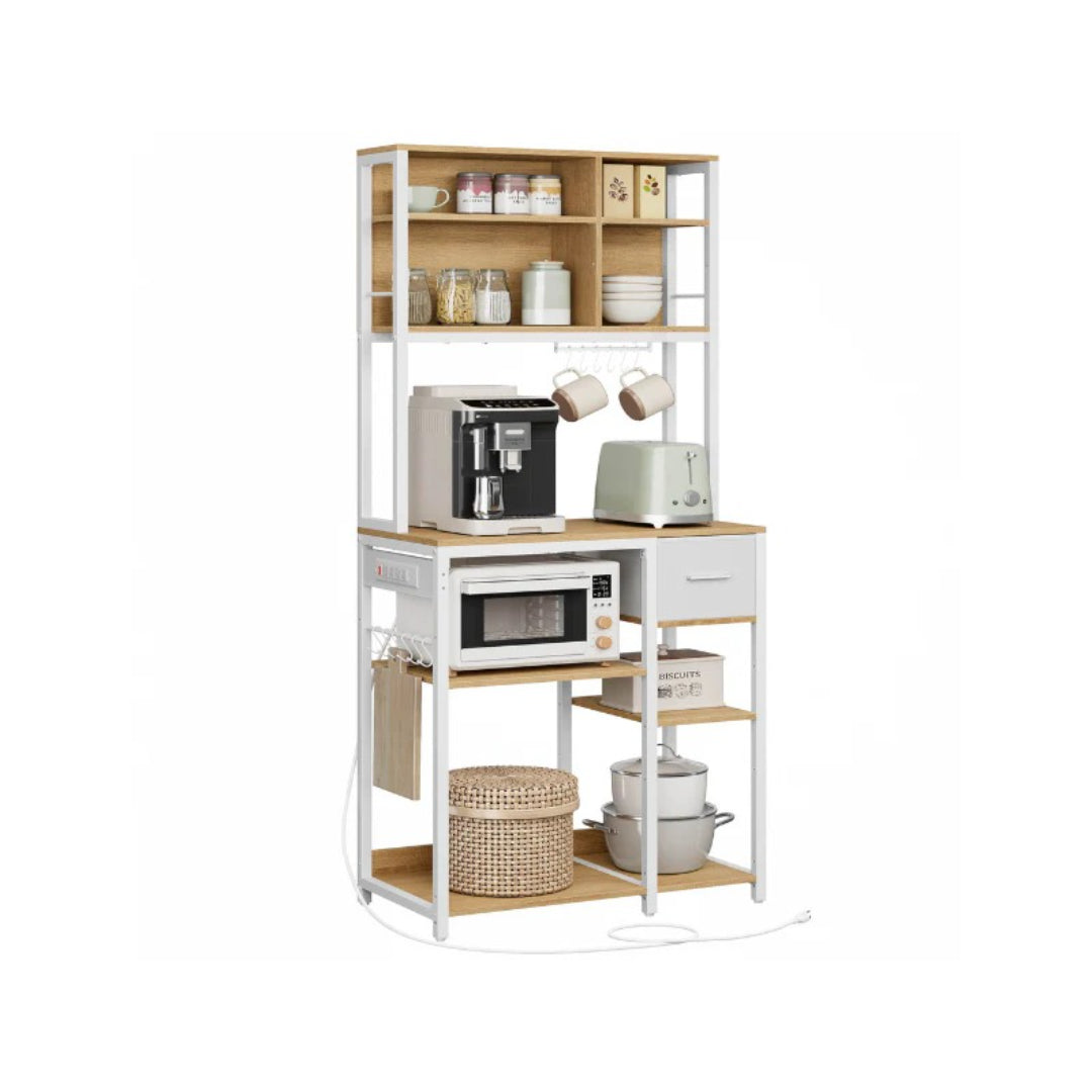 Baker’s Rack with Charging Station and Storage Shelves – product view 2 | Ridgefield Furniture