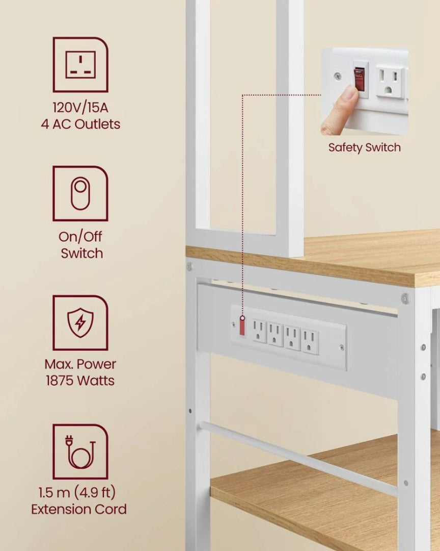 Baker’s Rack with Charging Station and Storage Shelves – product view 16 | Ridgefield Furniture