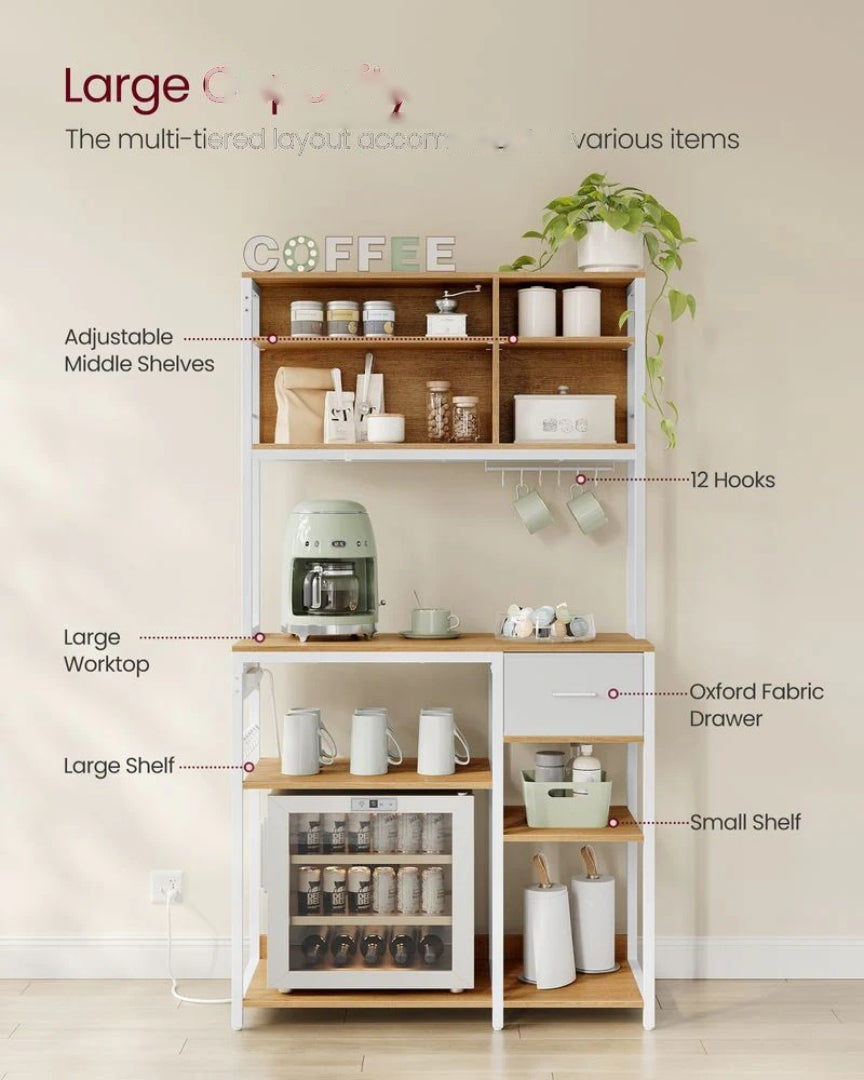 Baker’s Rack with Charging Station and Storage Shelves – product view 20 | Ridgefield Furniture