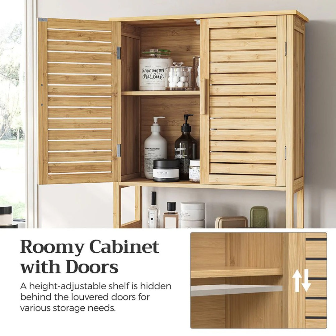 Bamboo Over Toilet Storage Cabinet With Doors And Shelf – product view 10 | Ridgefield Furniture