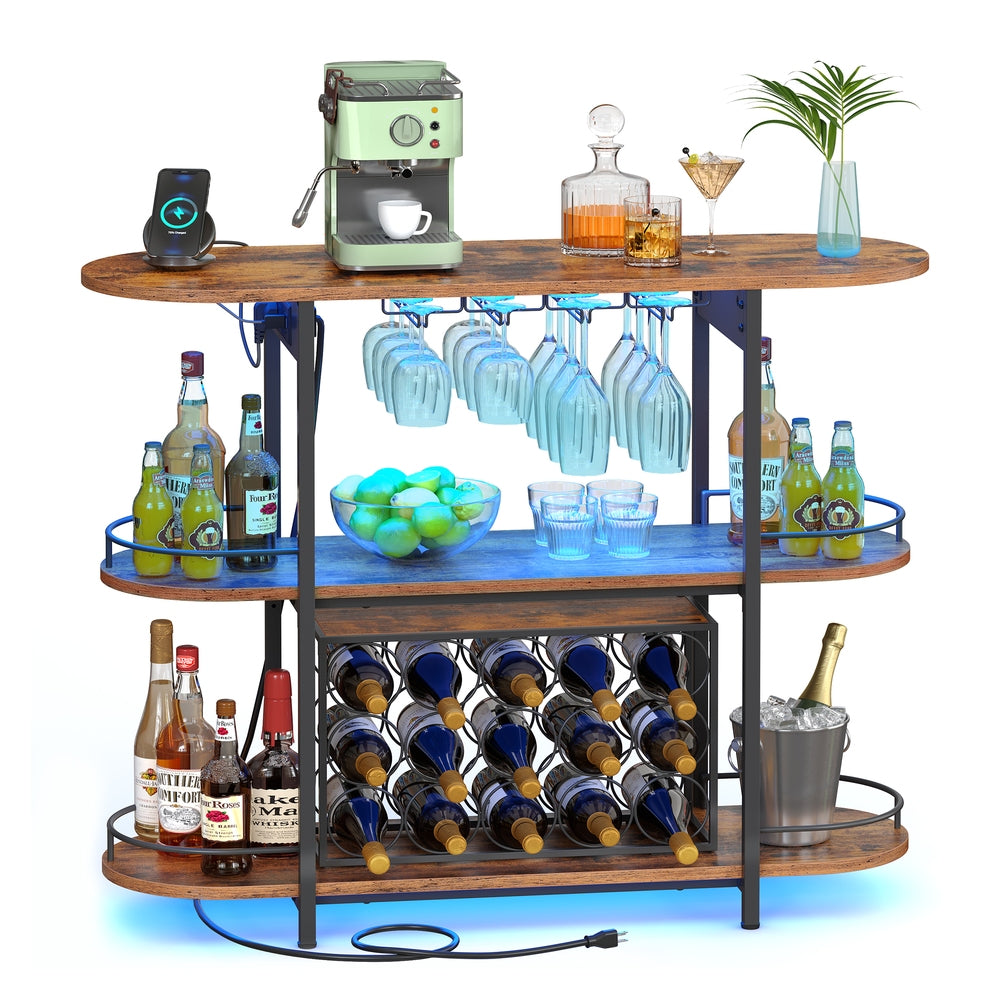 Bar Cabinet With LED Lights And Power Outlets - product photo 01