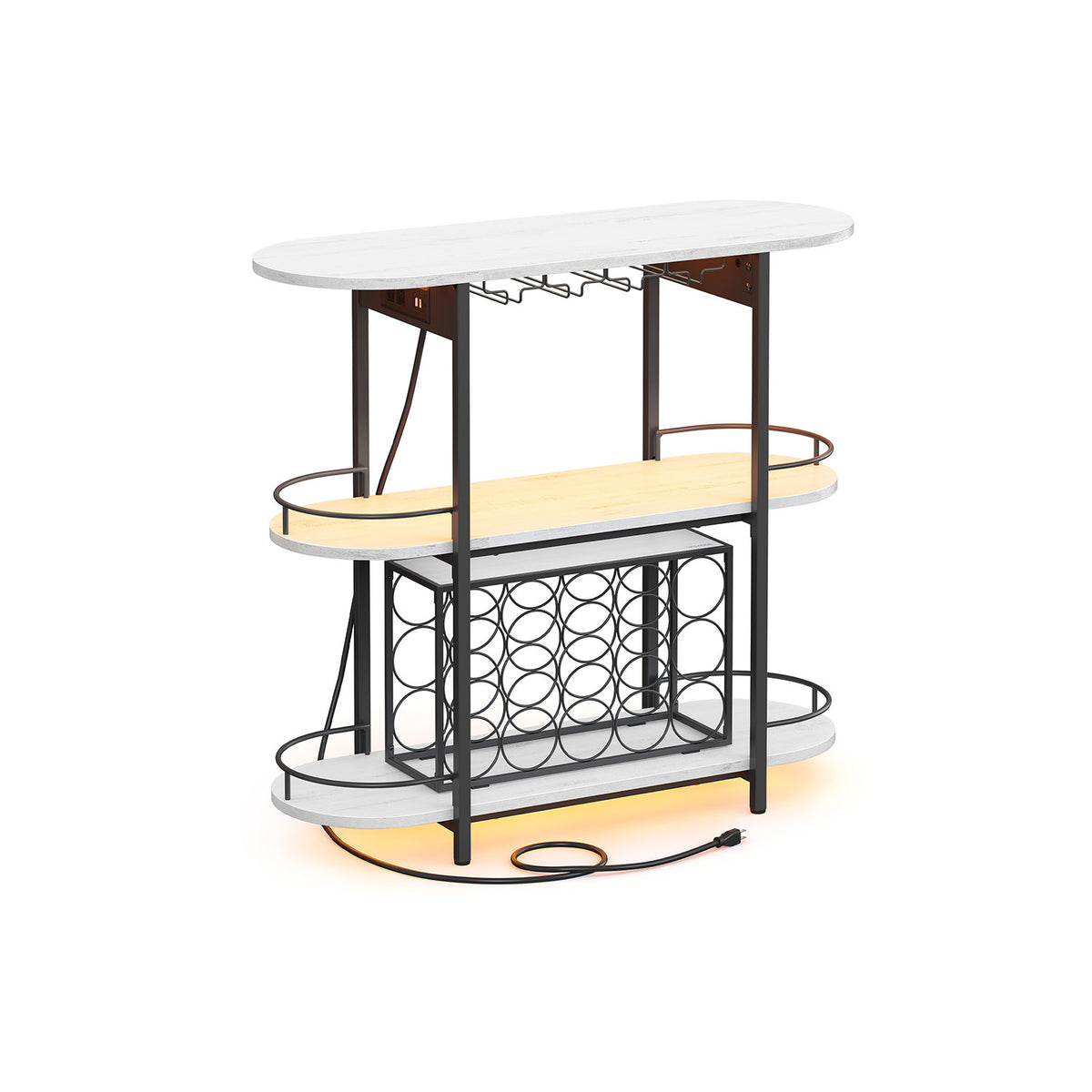 Bar Cabinet With LED Lights And Power Outlets - product photo 14