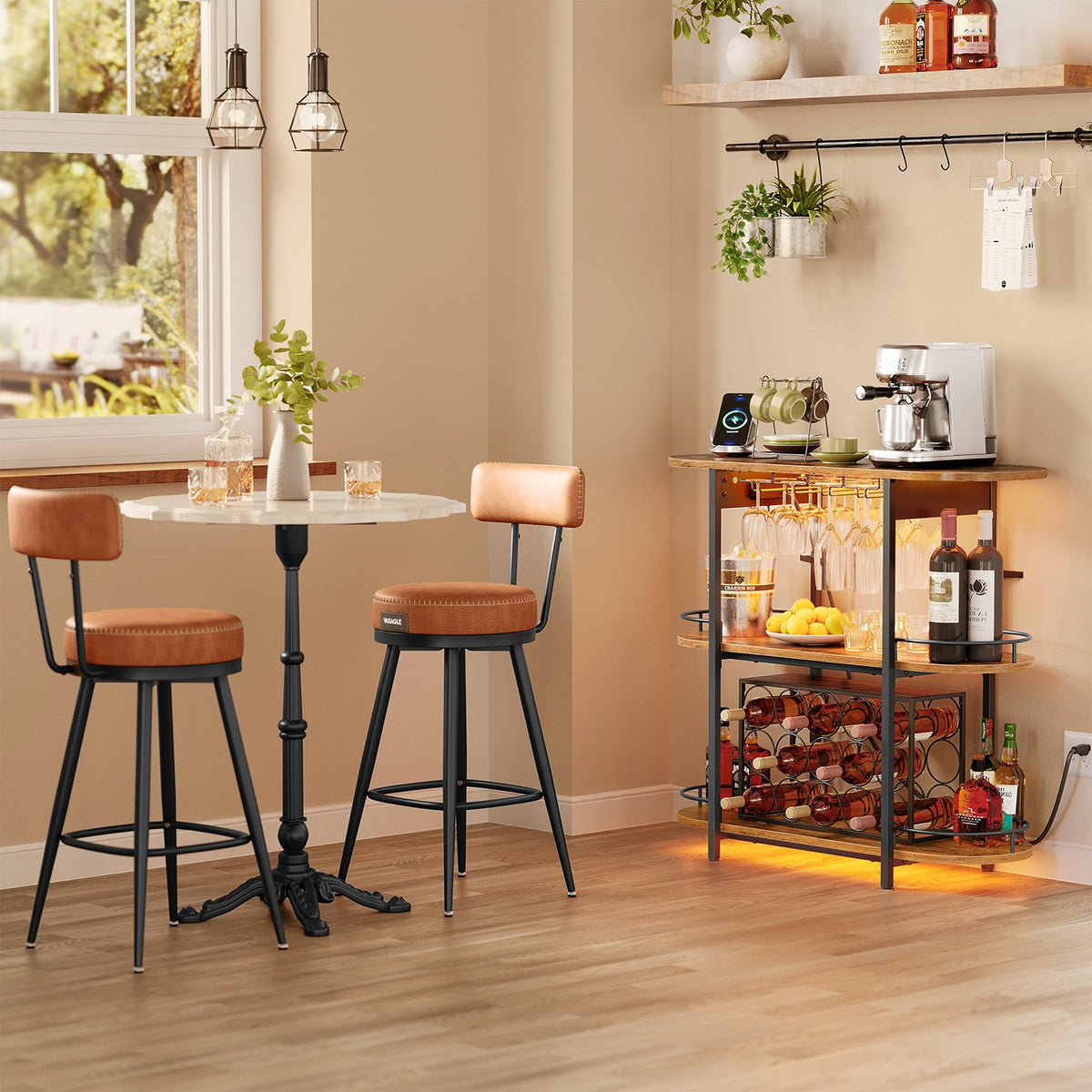 Bar Cabinet With LED Lights And Power Outlets - product photo 23