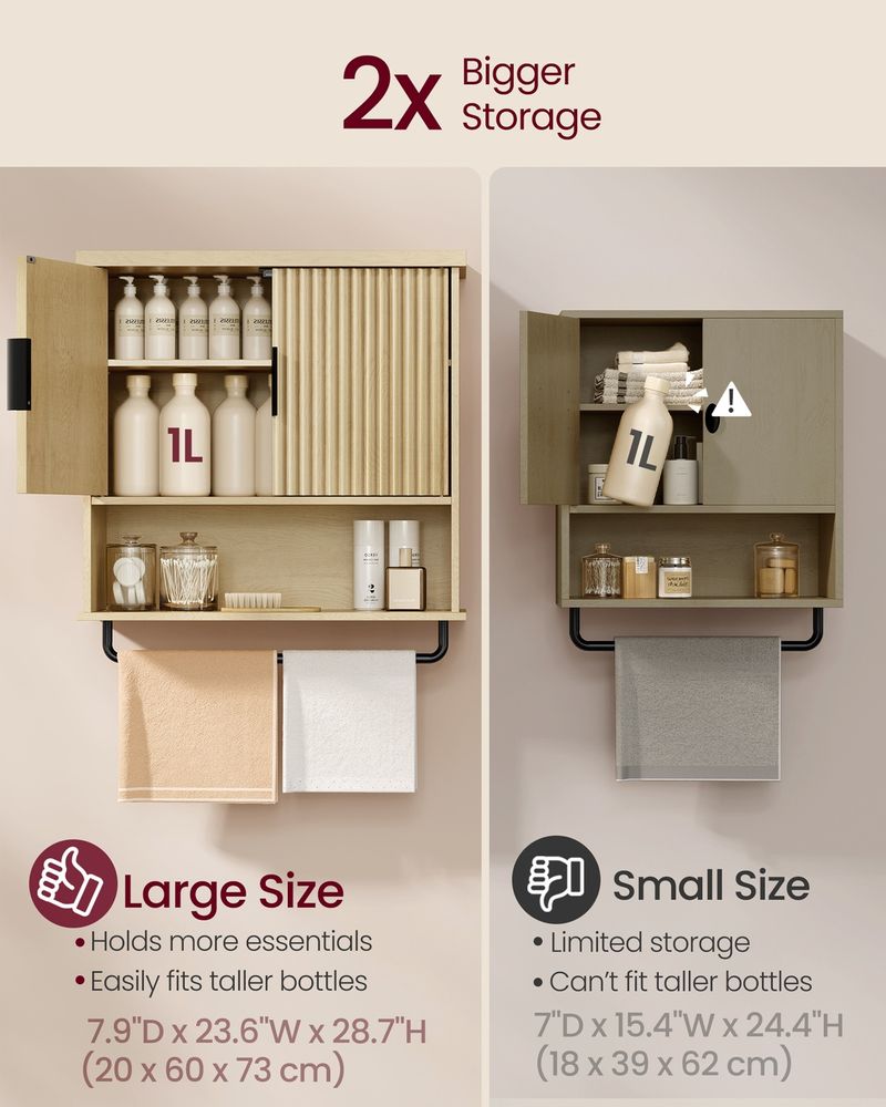 Bathroom Cabinet Wall Mounted, Over Toilet Hanging Cabinet - product photo 03