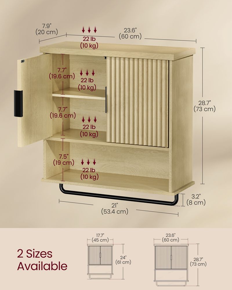 Bathroom Cabinet Wall Mounted, Over Toilet Hanging Cabinet - product photo 05
