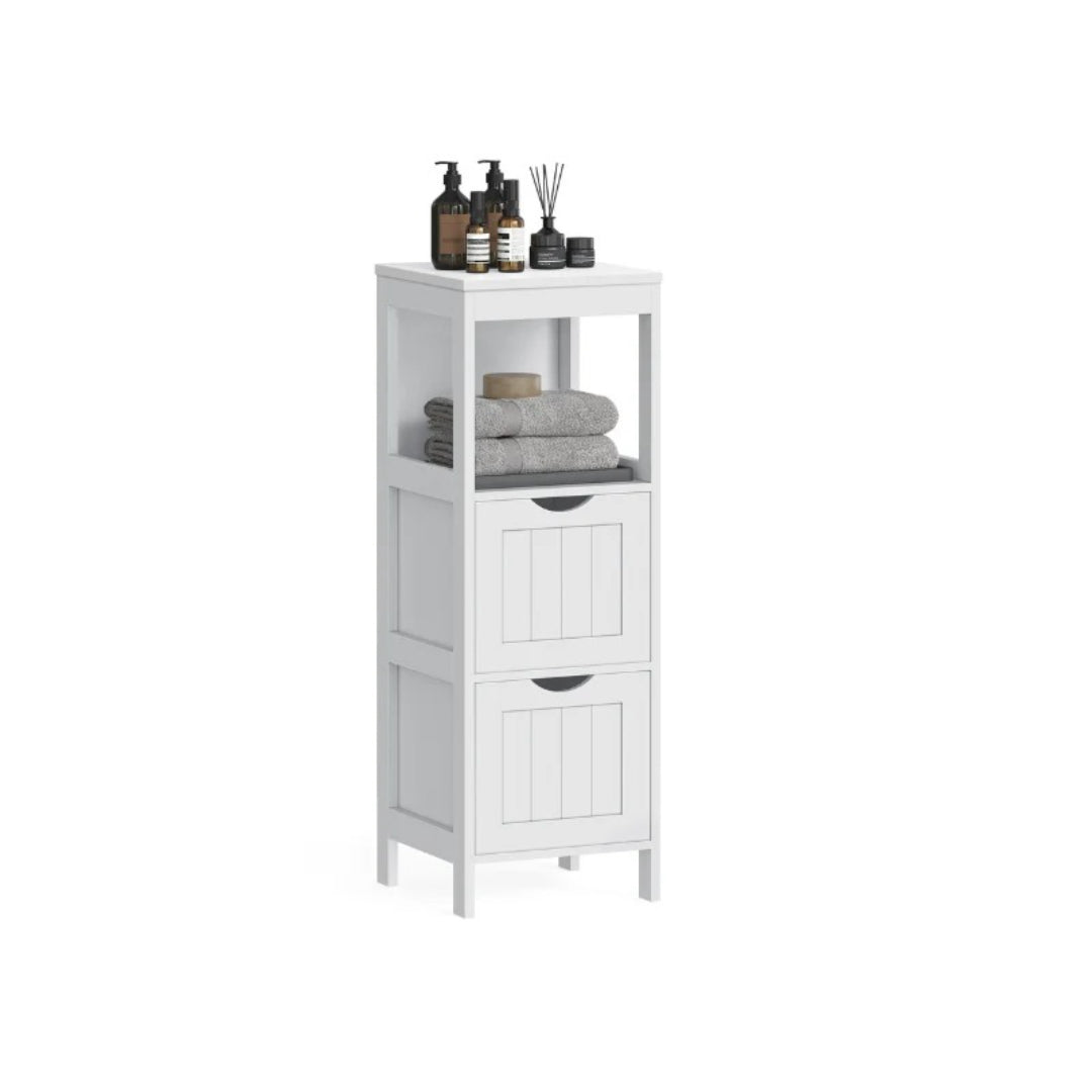 Bathroom Floor Cabinet With 2 Drawers Slim Storage 35in High – product view 1 | Ridgefield Furniture