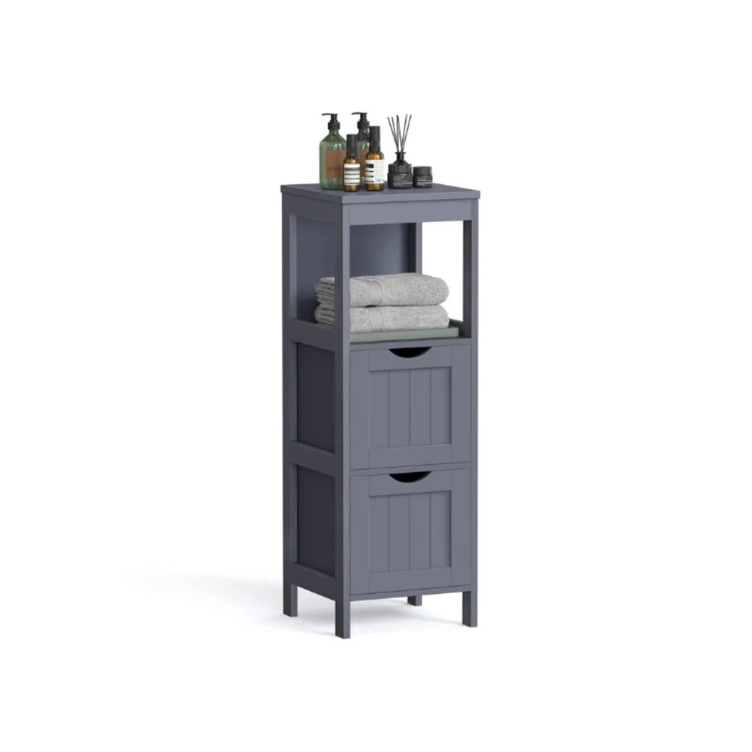 Bathroom Floor Cabinet With 2 Drawers Slim Storage 35in High – product view 2 | Ridgefield Furniture