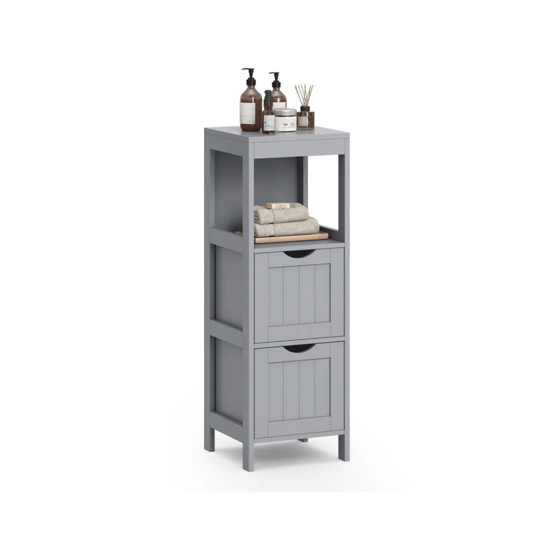 Bathroom Floor Cabinet With 2 Drawers Slim Storage 35in High – product view 3 | Ridgefield Furniture
