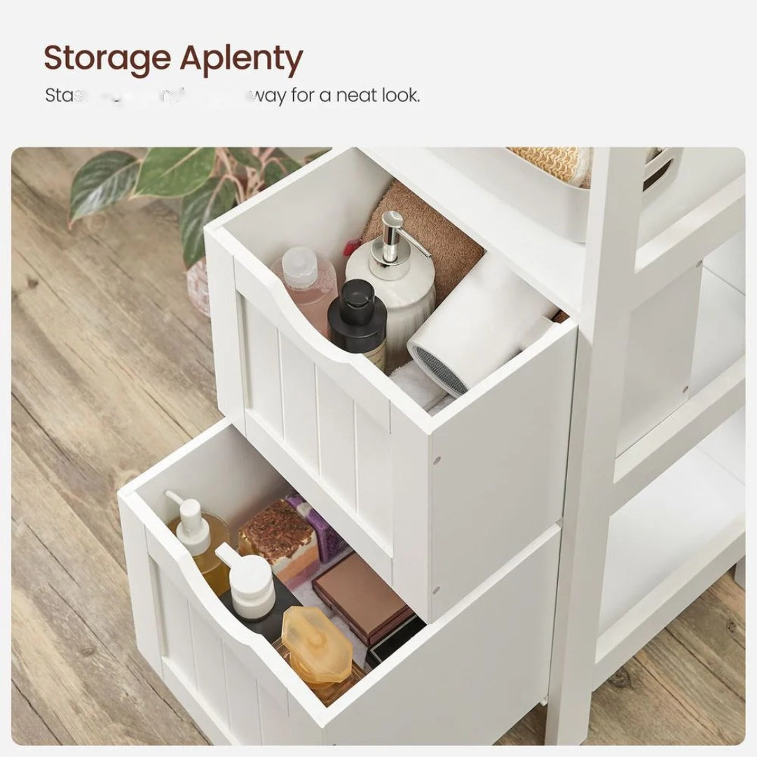 Bathroom Floor Cabinet With 2 Drawers Slim Storage 35in High – product view 9 | Ridgefield Furniture