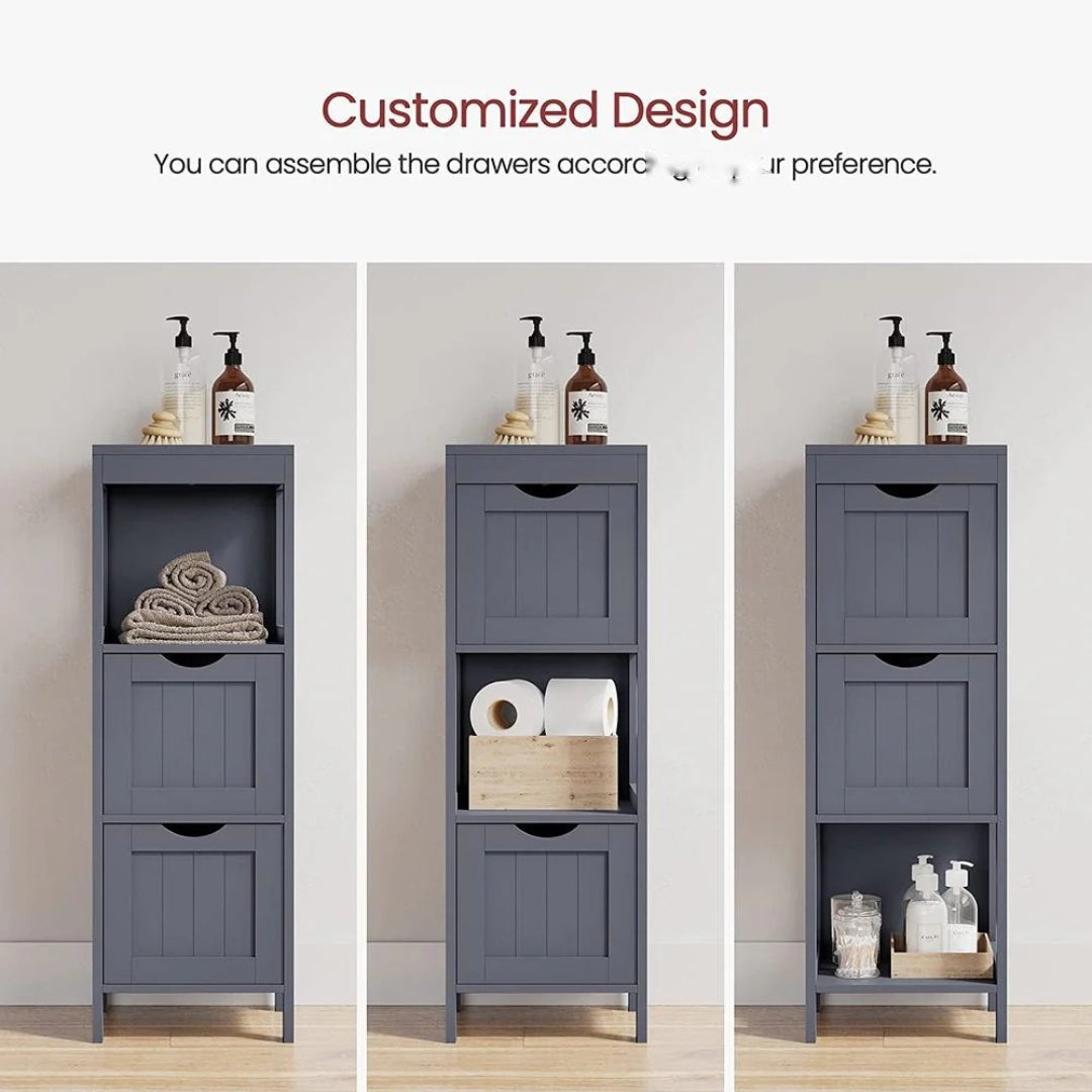 Bathroom Floor Cabinet With 2 Drawers Slim Storage 35in High – product view 13 | Ridgefield Furniture