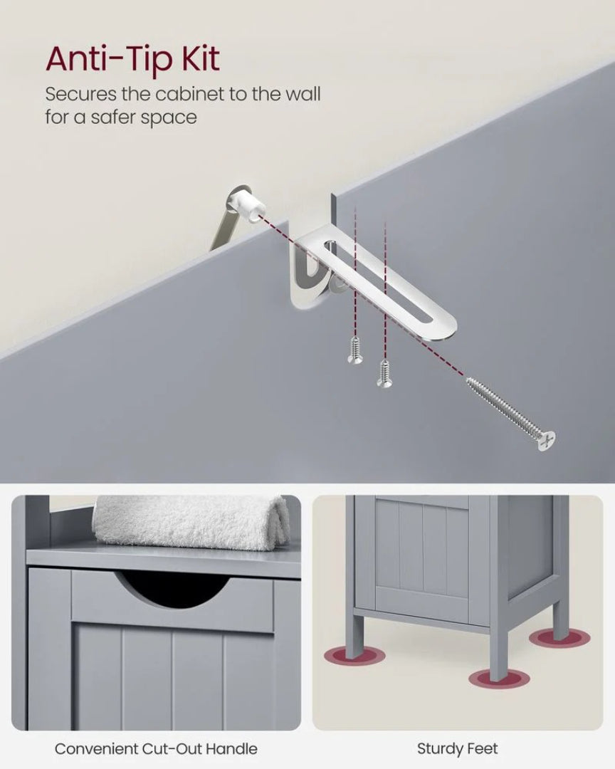 Bathroom Floor Cabinet With 2 Drawers Slim Storage 35in High – product view 17 | Ridgefield Furniture