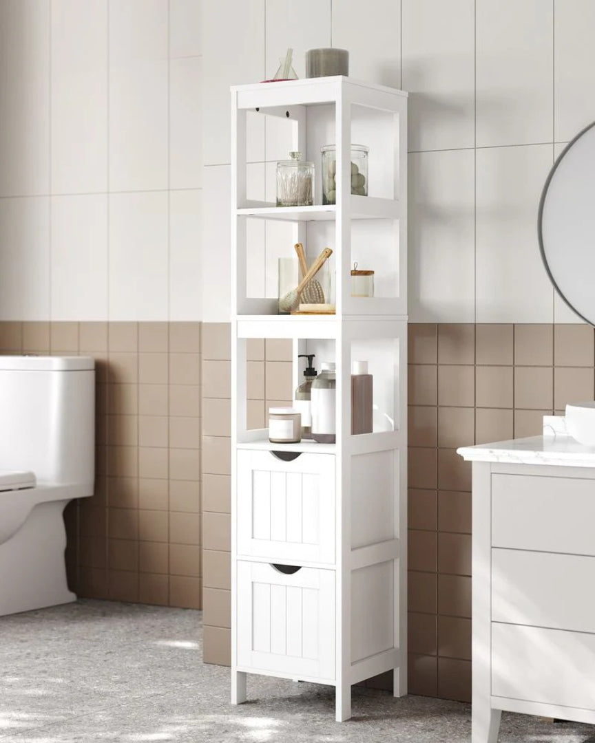 Bathroom Floor Cabinet With 2 Removable Drawers 55.7in High – product view 3 | Ridgefield Furniture