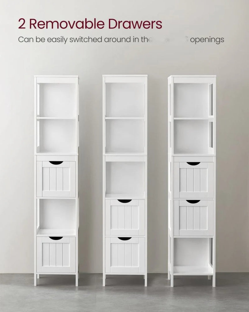 Bathroom Floor Cabinet With 2 Removable Drawers 55.7in High – product view 4 | Ridgefield Furniture