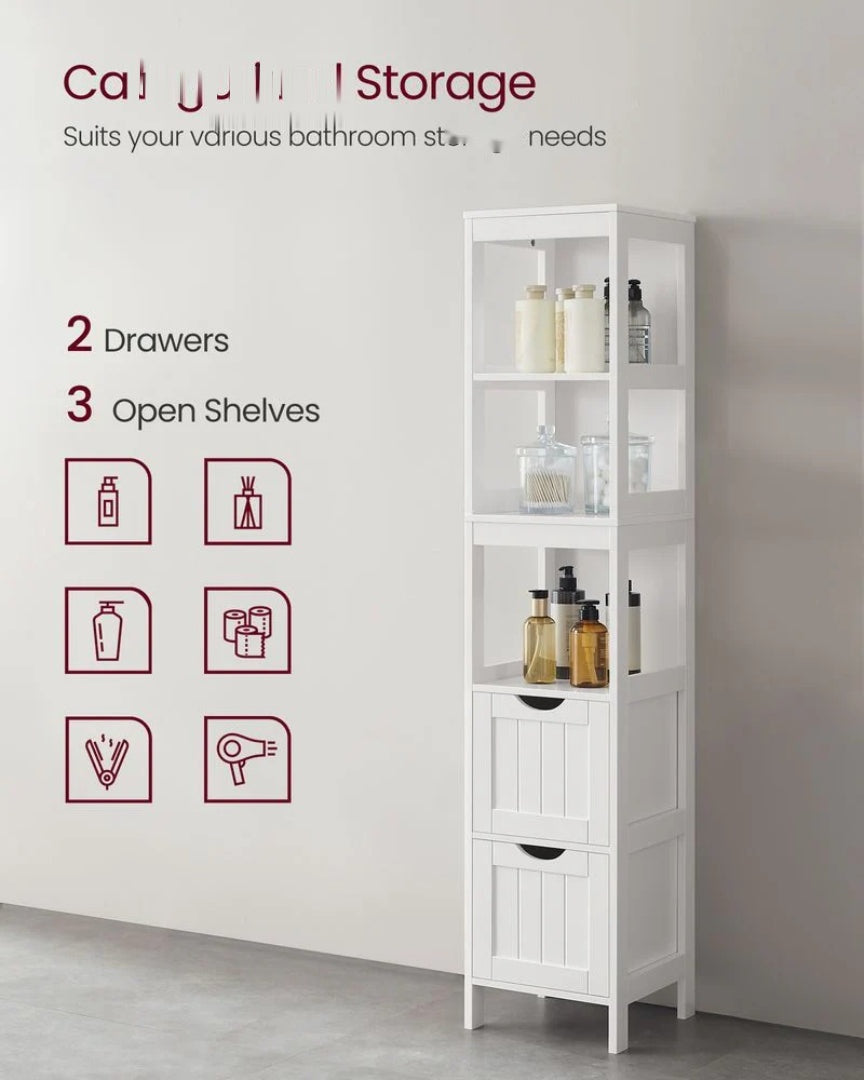 Bathroom Floor Cabinet With 2 Removable Drawers 55.7in High – product view 5 | Ridgefield Furniture