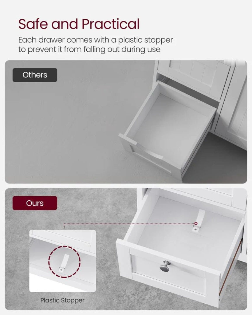 Bathroom Floor Storage Cabinet With 3 Drawers Adjustable Shelf – product view 5 | Ridgefield Furniture