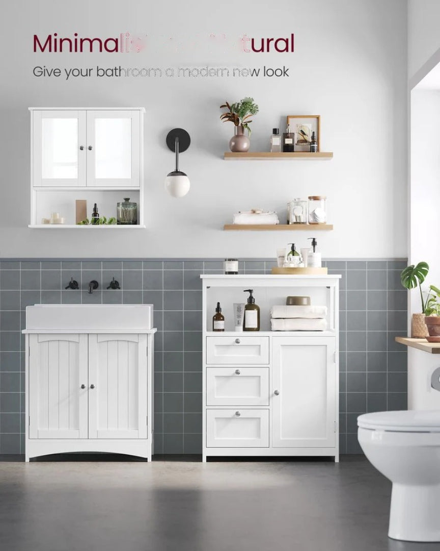 Bathroom Floor Storage Cabinet With 3 Drawers Adjustable Shelf – product view 8 | Ridgefield Furniture